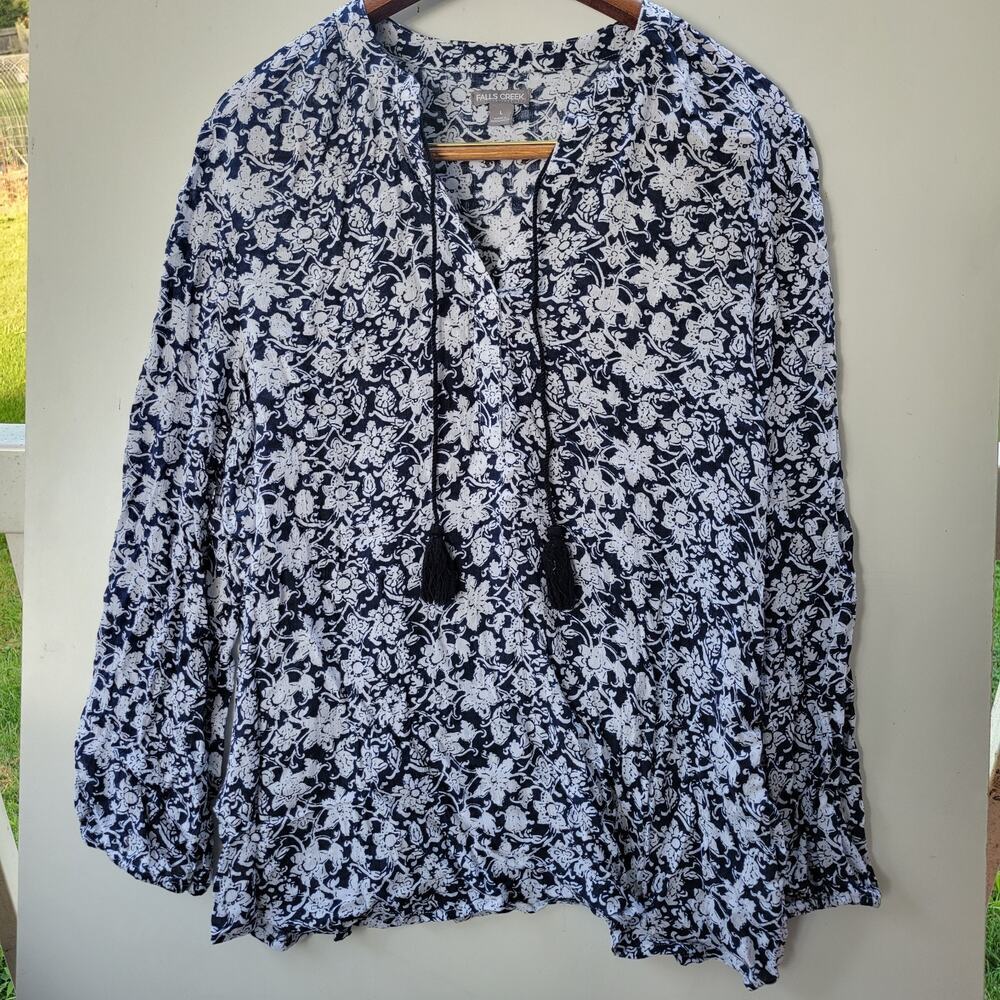 Falls Creek Womens Large Tunic‎ Top Lightweight Shirt Blouse
